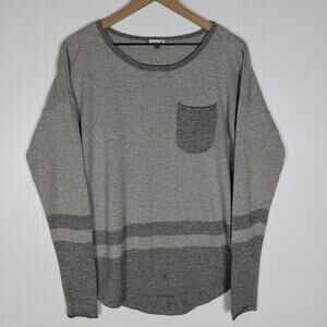Smartwool Akamina Crew Neck Sweater Women’s M Gray Pocket Stripe Merino Wool